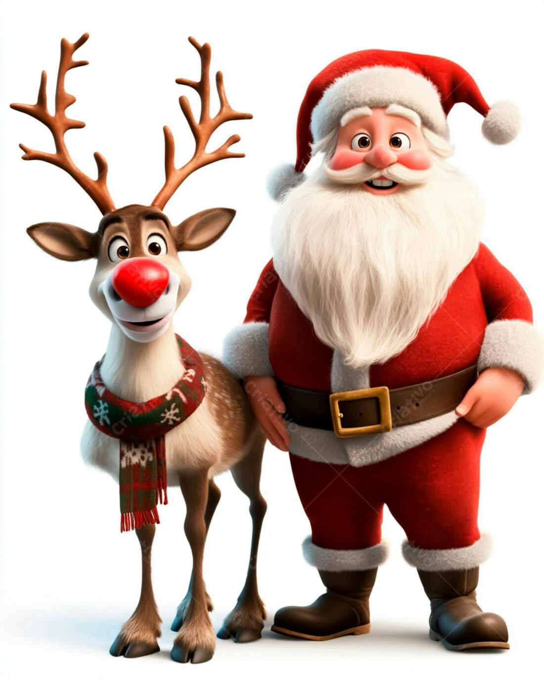 Papai Noel e Rena Natalinos Animados