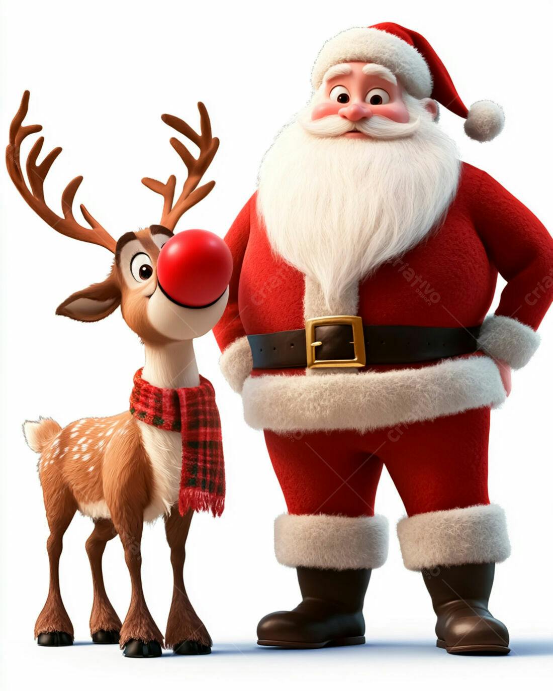 Papai Noel e rena natalina fofos