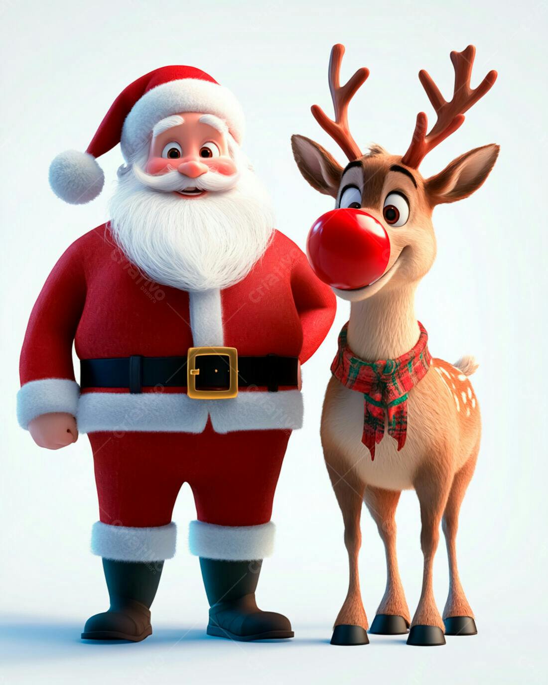 Papai Noel e rena natalinos animados