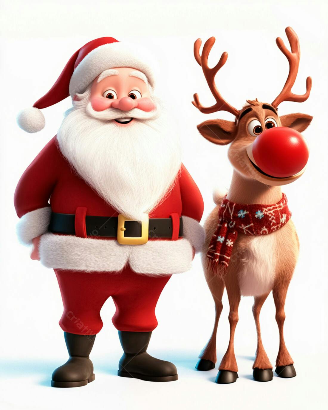 Papai Noel e Rena Natalinos Animados