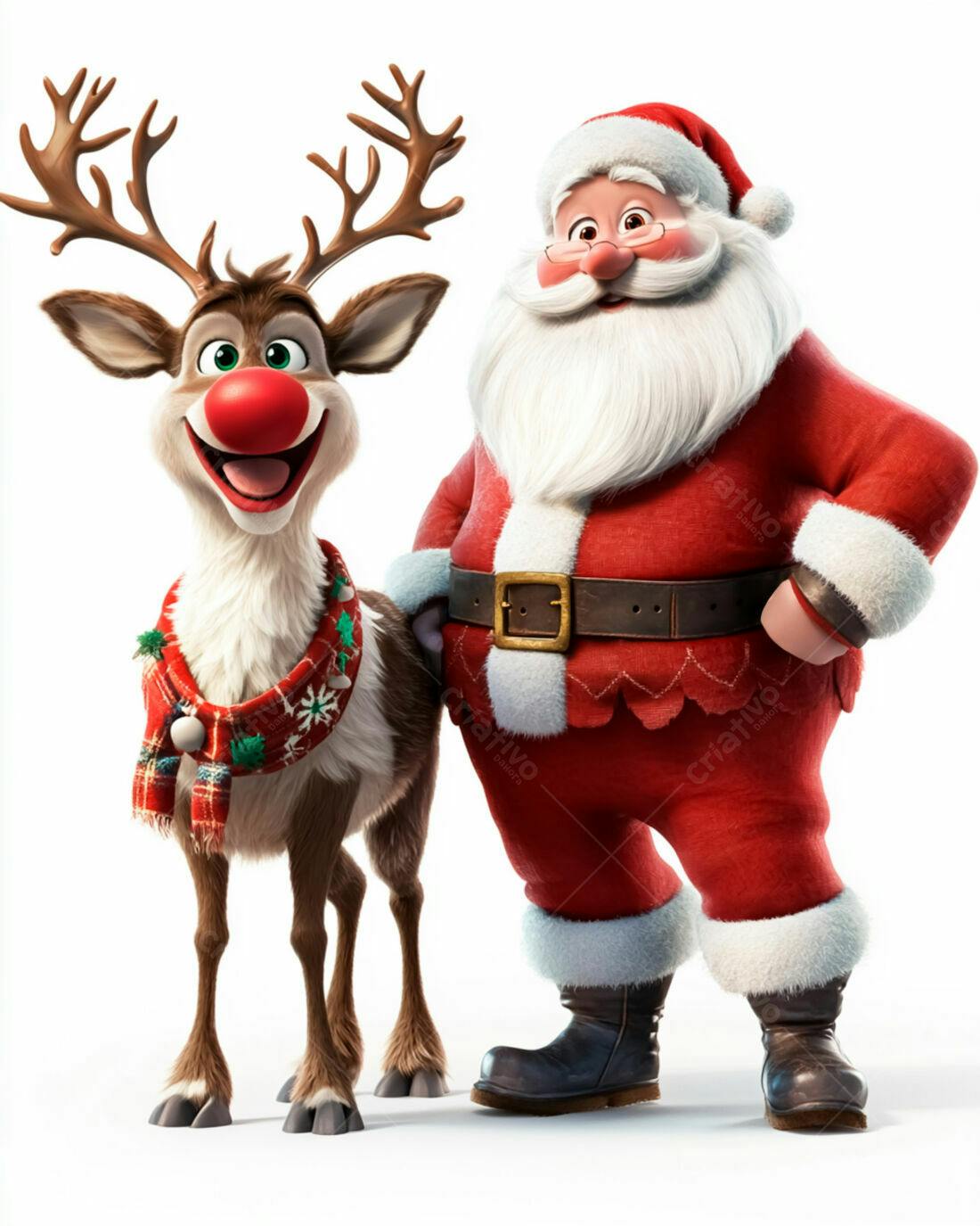 Papai Noel e Rena Natalina animados