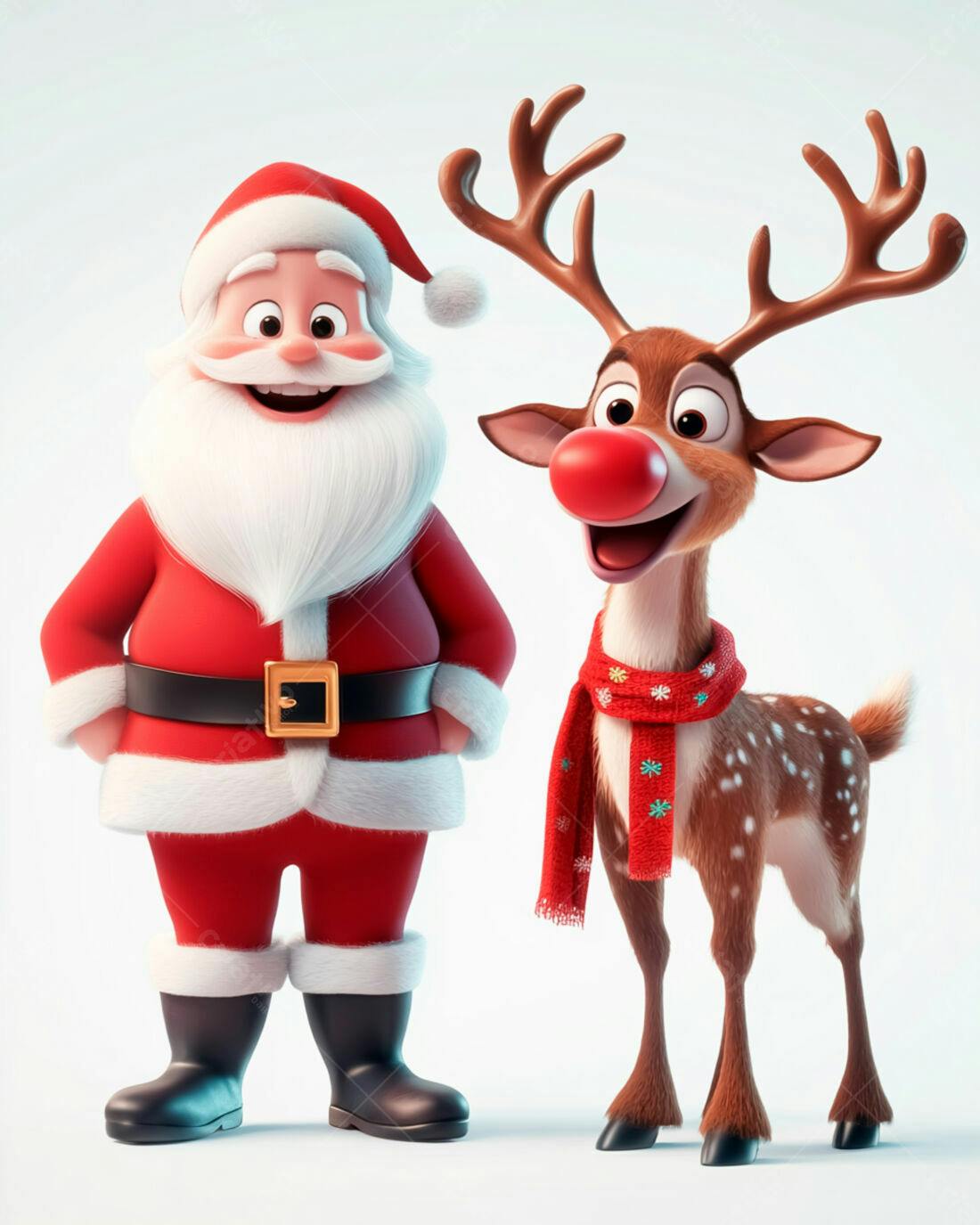 Papai Noel e Rena Natalinos Alegres