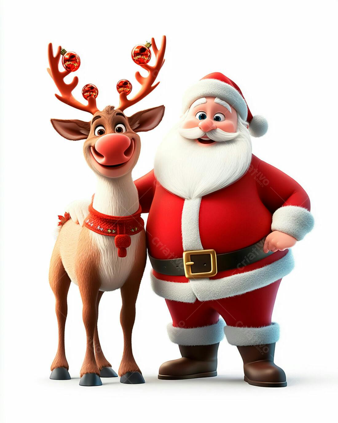 Papai Noel e Rena Natalinos Animados