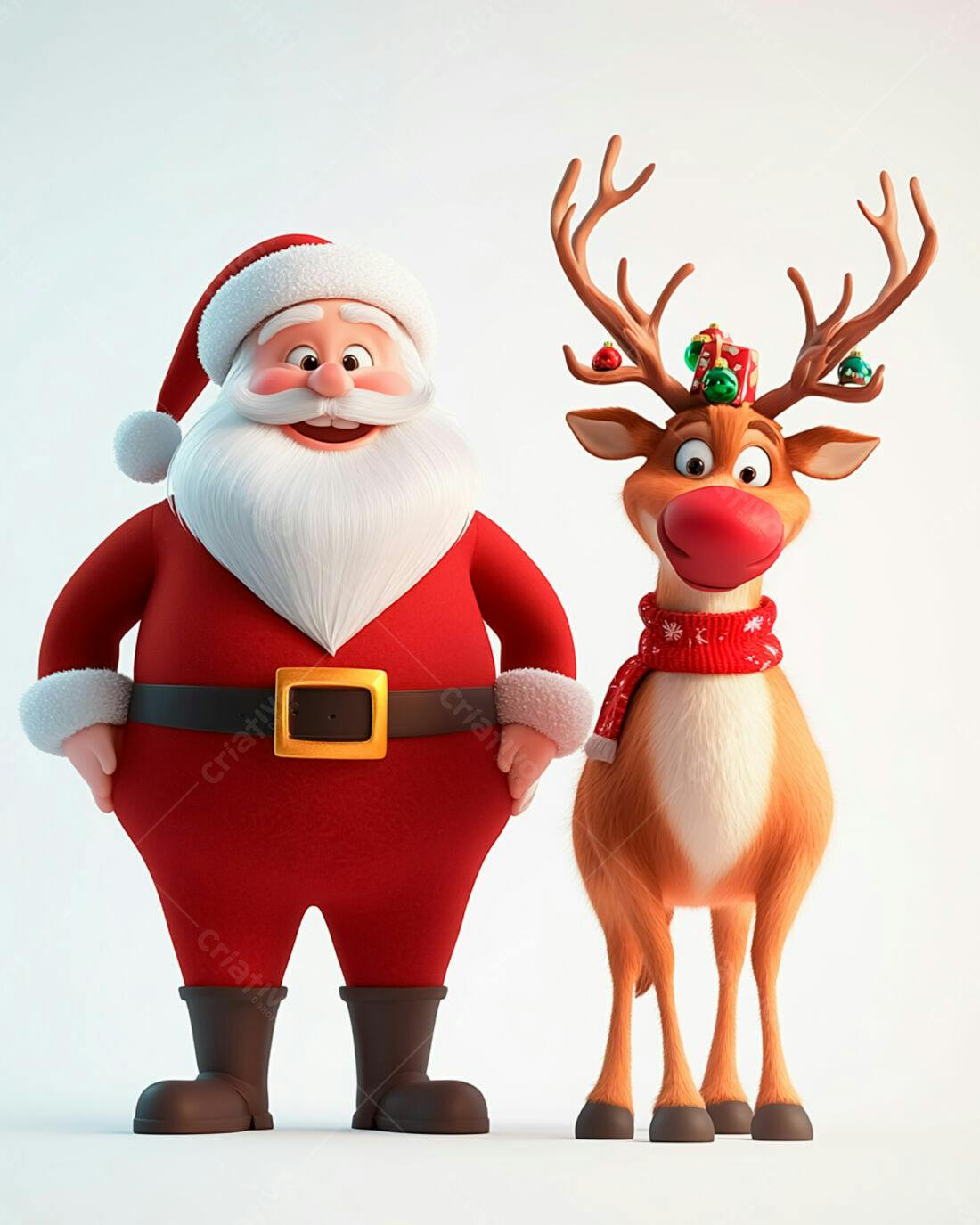 Papai Noel e rena natalinos animados