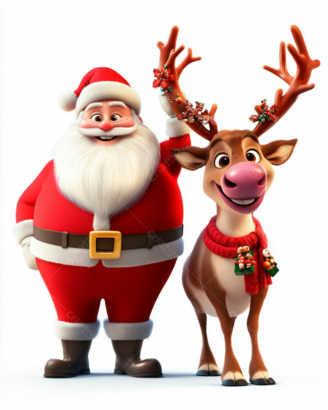 Papai Noel e rena natalinos alegres