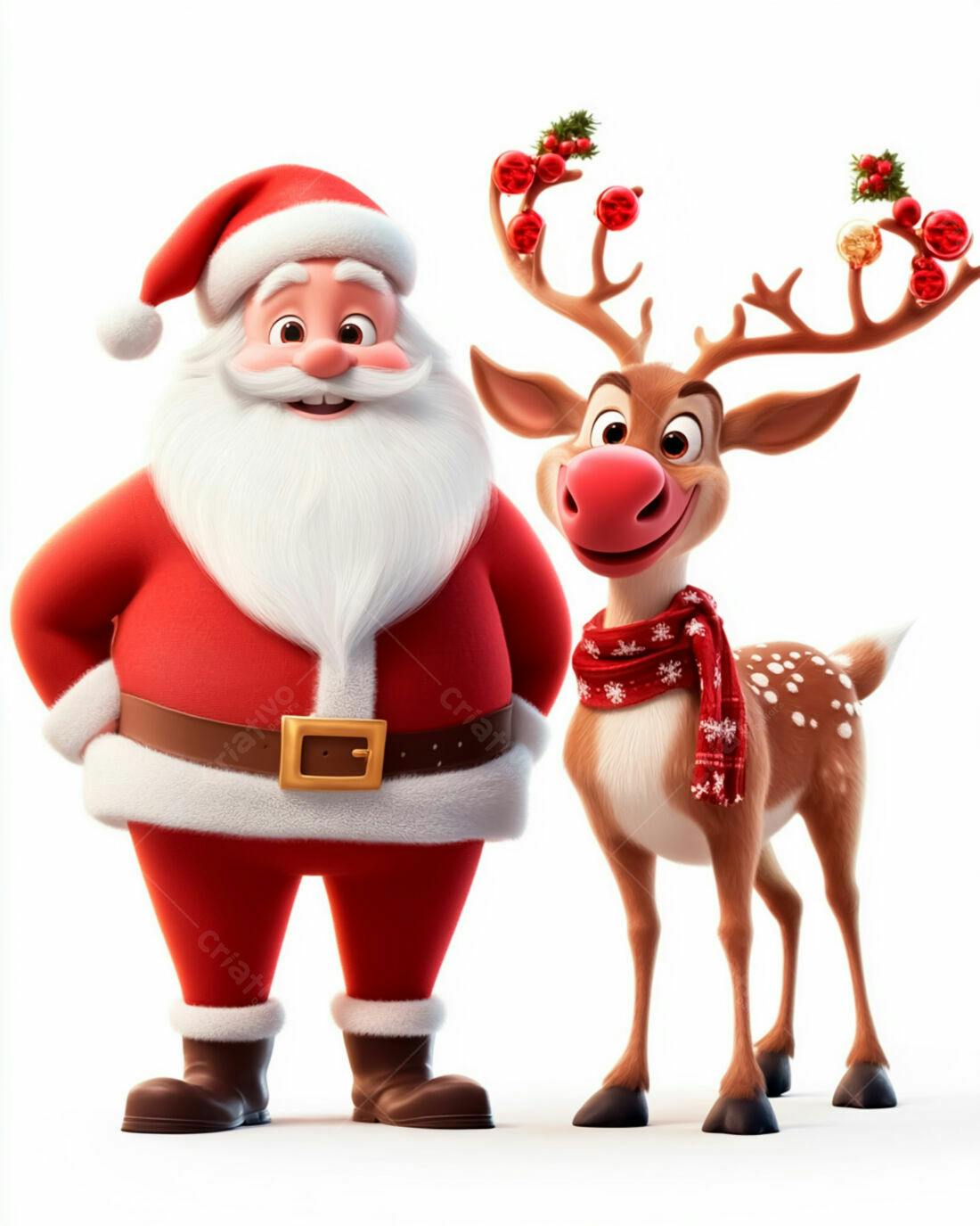 Papai Noel e Rena Natalinos Animados