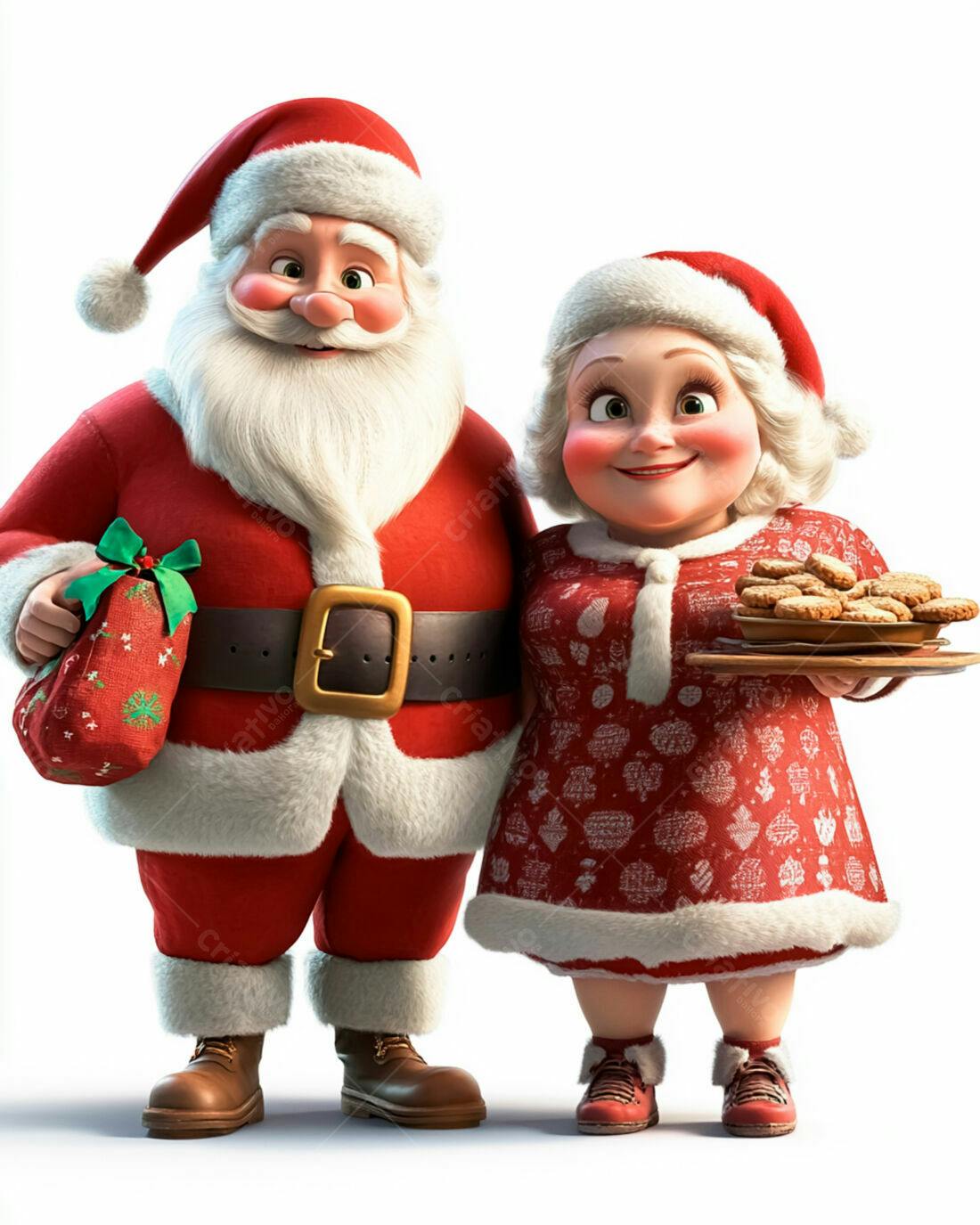 Papai Noel e Mamãe Noel com biscoitos natalinos