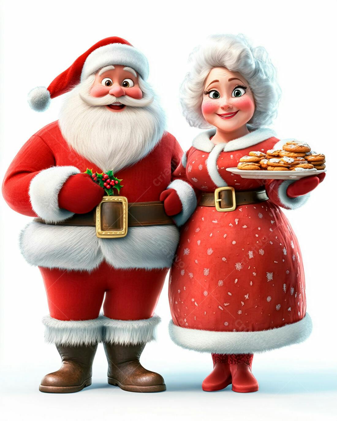 Papai Noel e Mamãe Noel com biscoitos natalinos