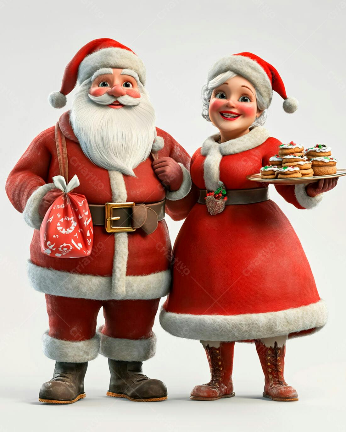 Papai Noel e Mamãe Noel com biscoitos de Natal