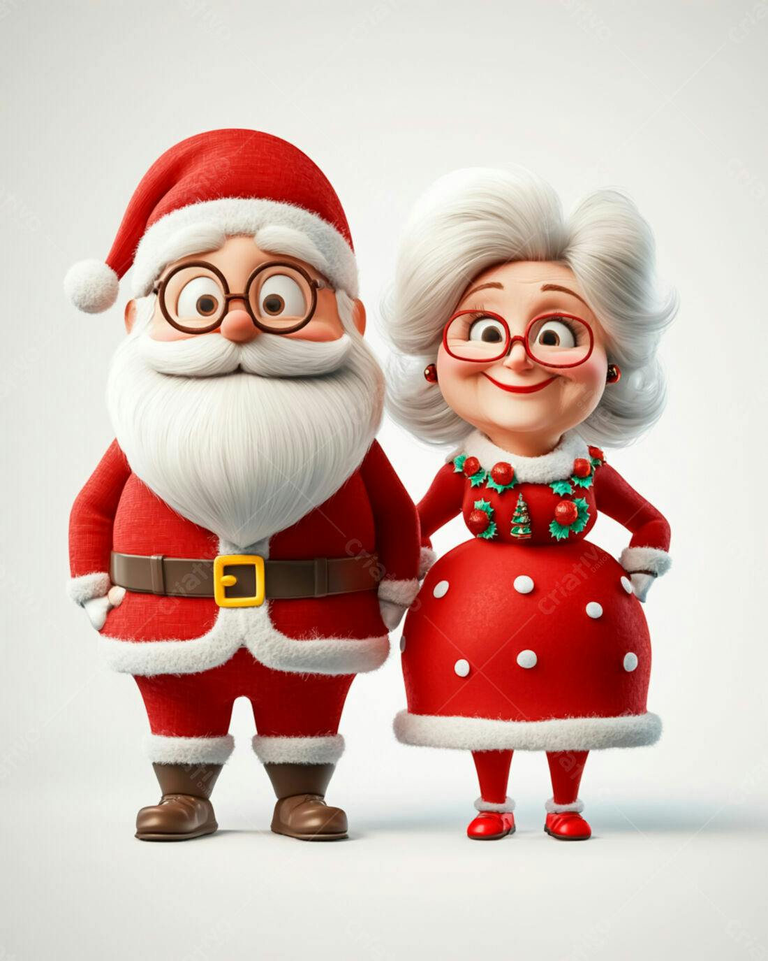 Papai Noel e Mamãe Noel desenho animado Natal