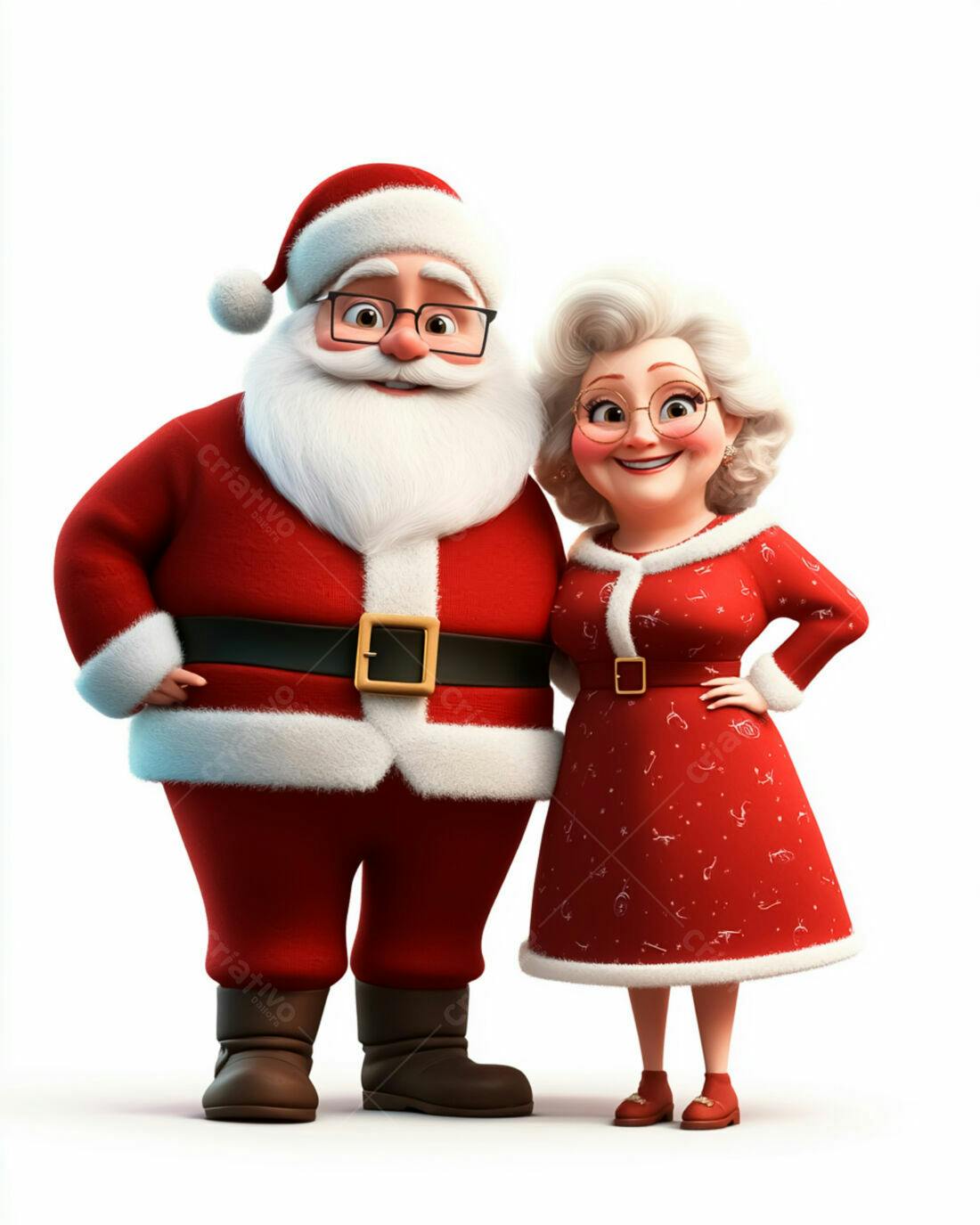 Papai Noel e Mamãe Noel Natal Ilustração 3D