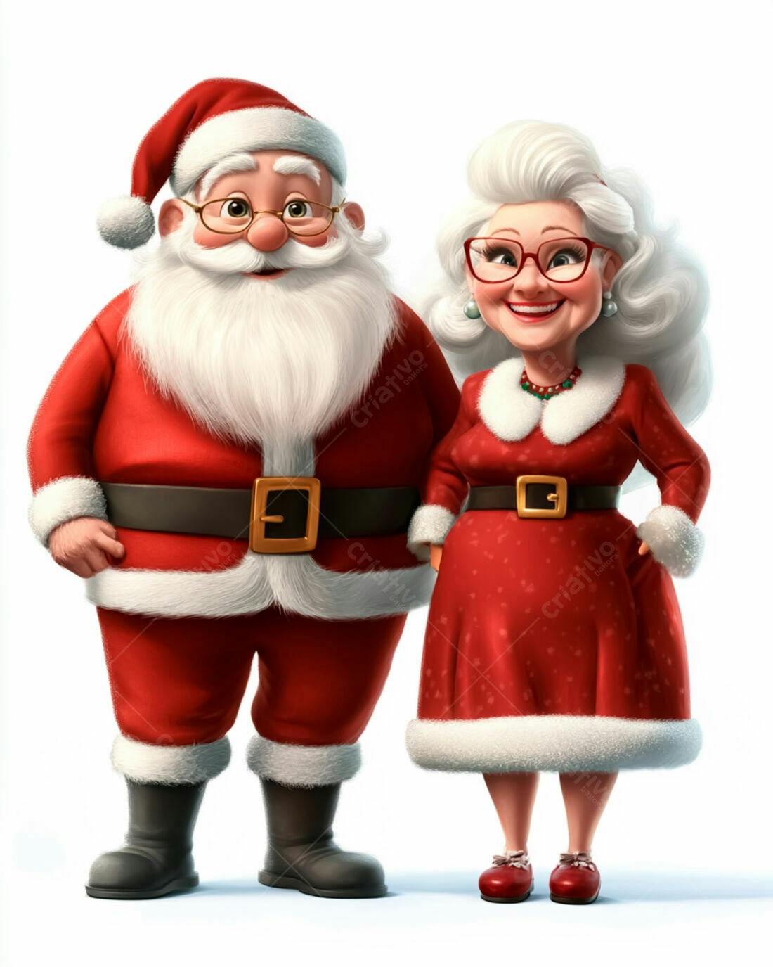 Papai Noel e Mamãe Noel desenho animado Natal