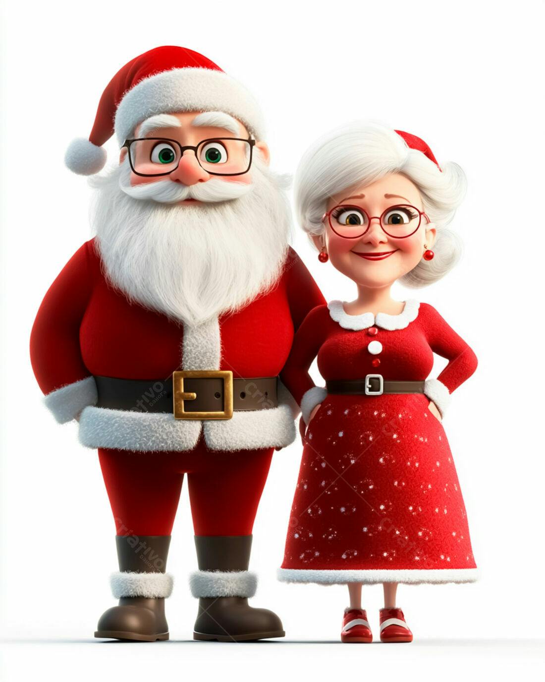 Papai Noel e Mamãe Noel Natalino Ilustração 3D