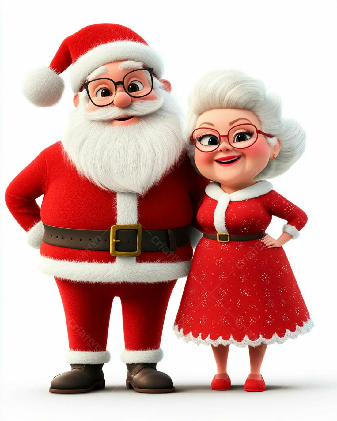 Papai Noel e Mamãe Noel Natalino Ilustração 3D