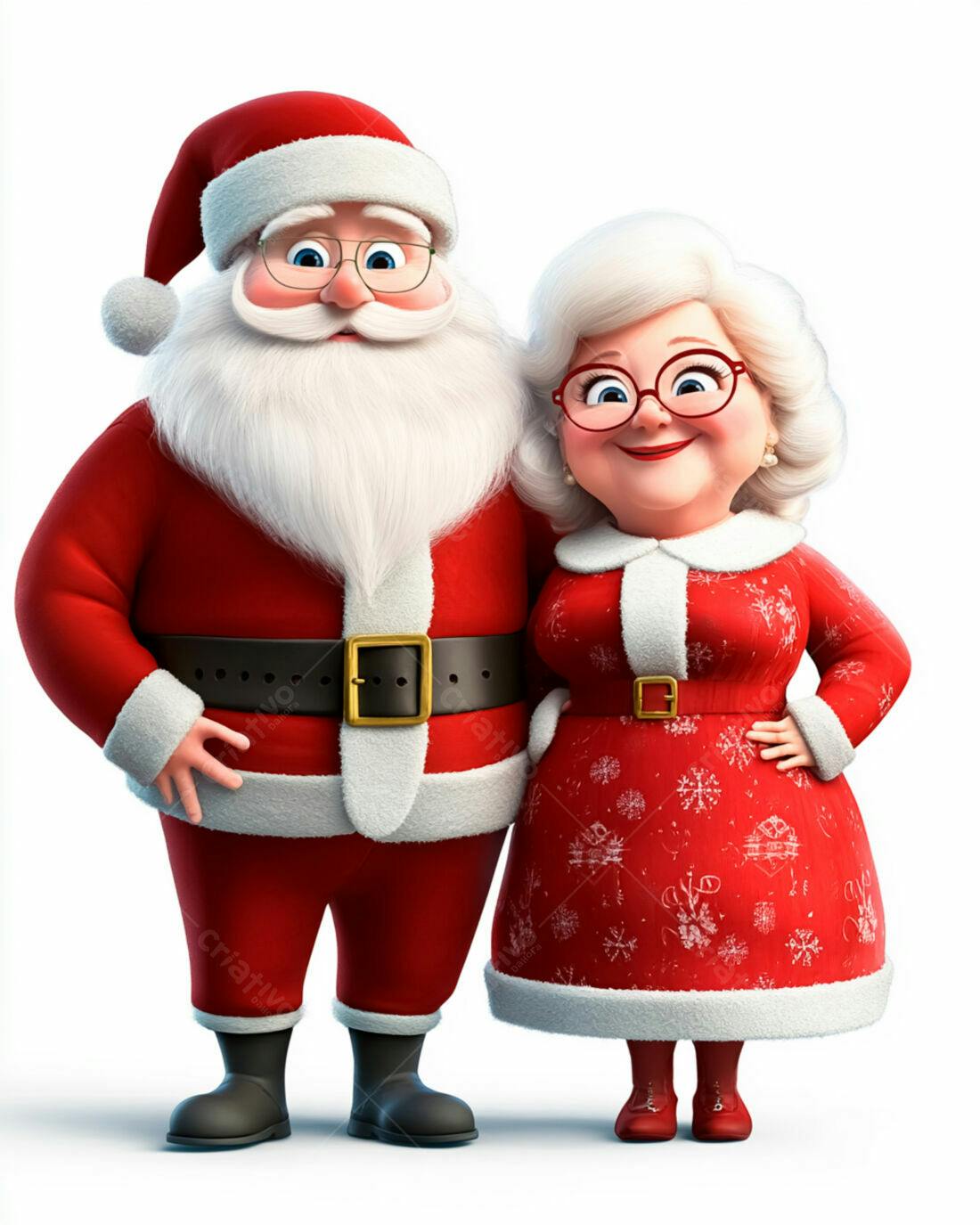 Papai Noel e Mamãe Noel desenho animado Natal