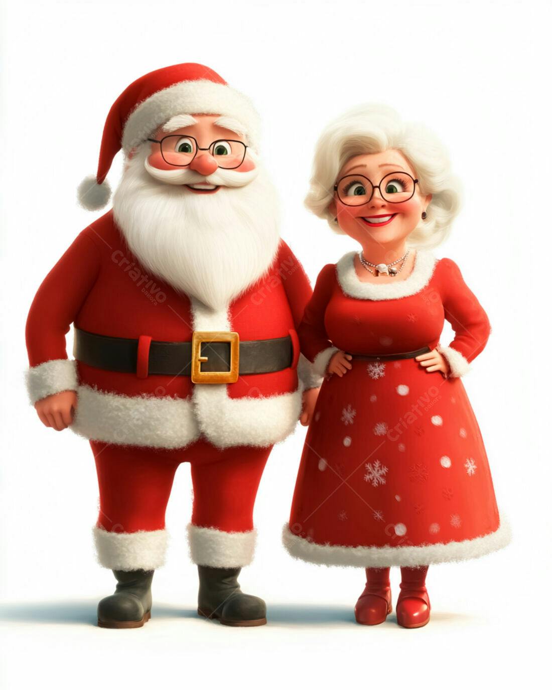 Papai Noel e Mamãe Noel Natalino Ilustração 3D