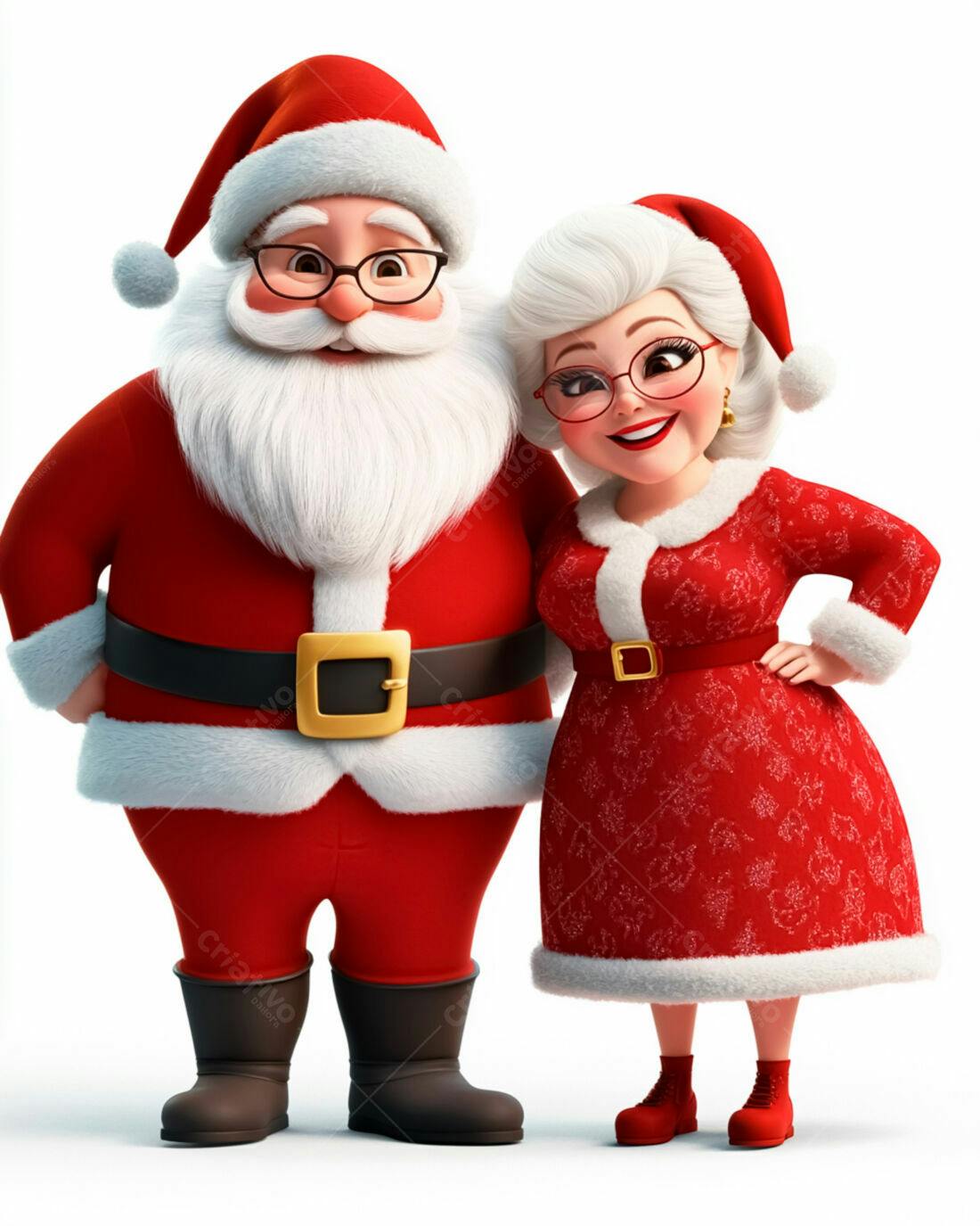 Papai Noel e Mamãe Noel Natalino Ilustração 3D