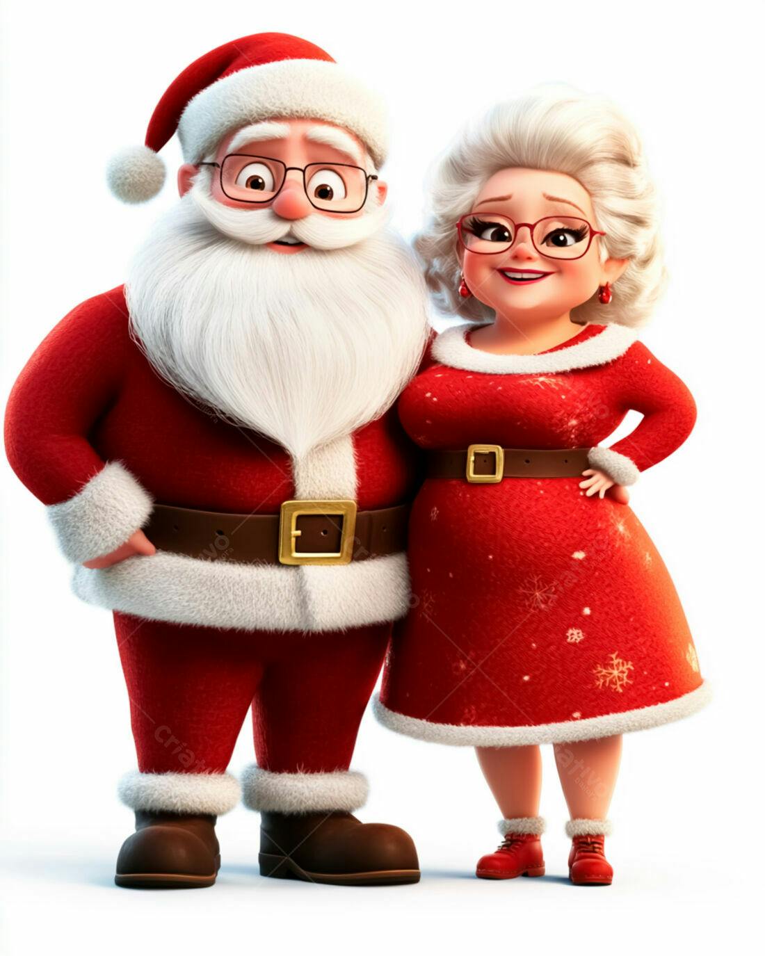 Papai Noel e Mamãe Noel Natalino Ilustração 3D