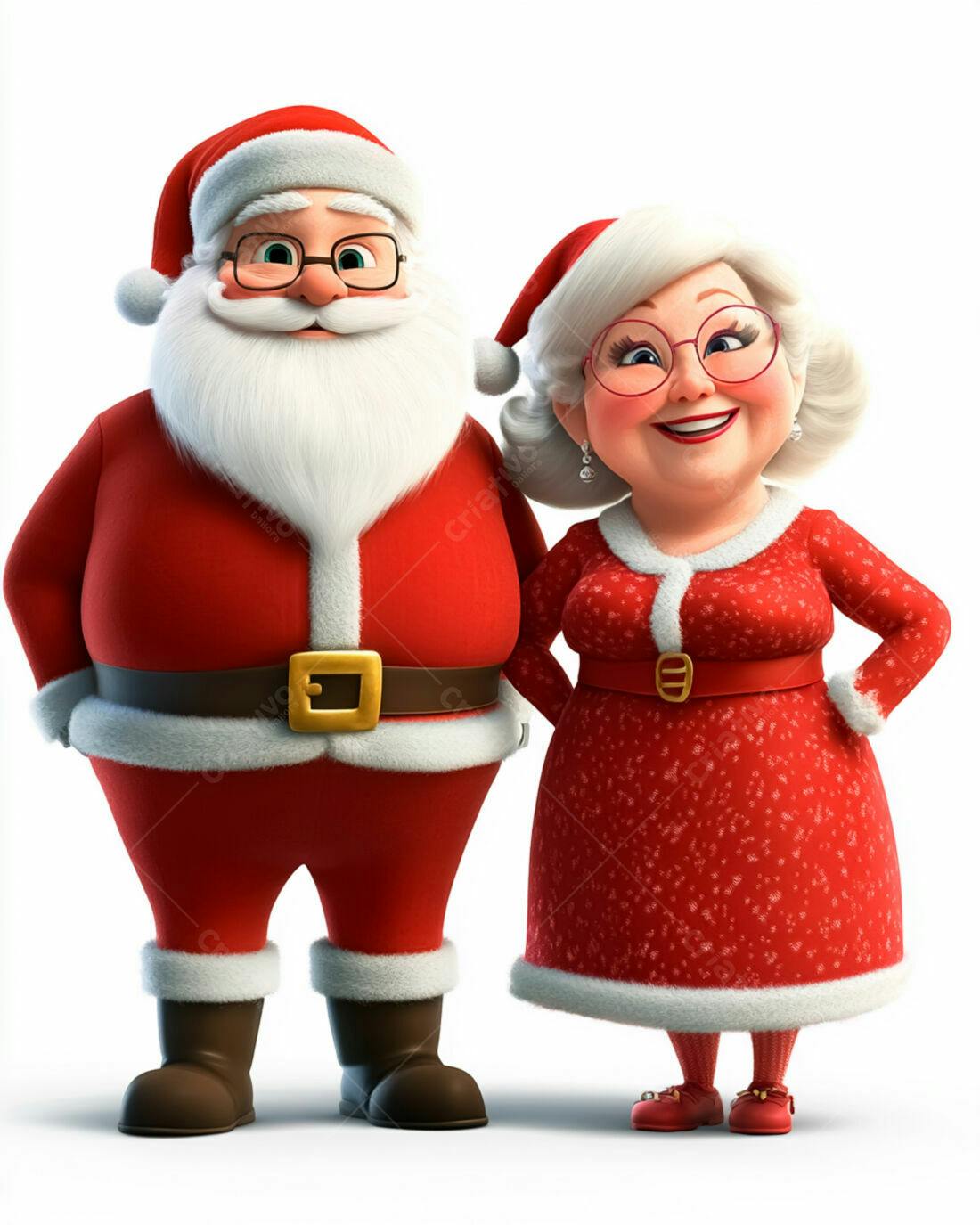 Papai Noel e Mamãe Noel Natal 3D
