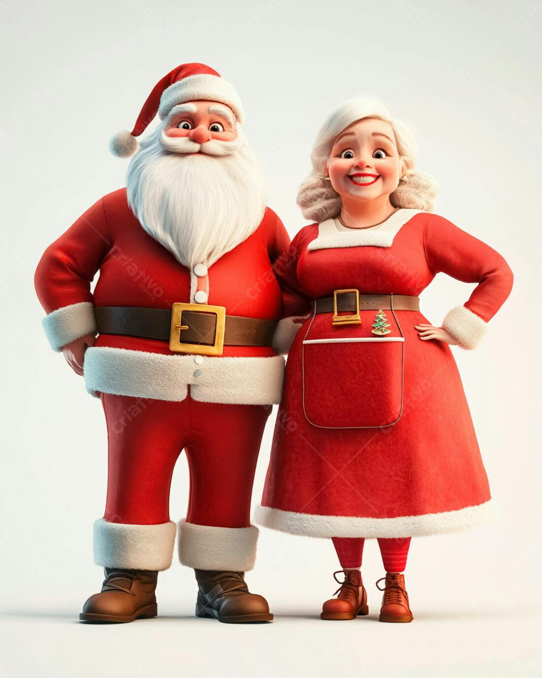 Papai Noel e Mamãe Noel Natalino Ilustração 3D