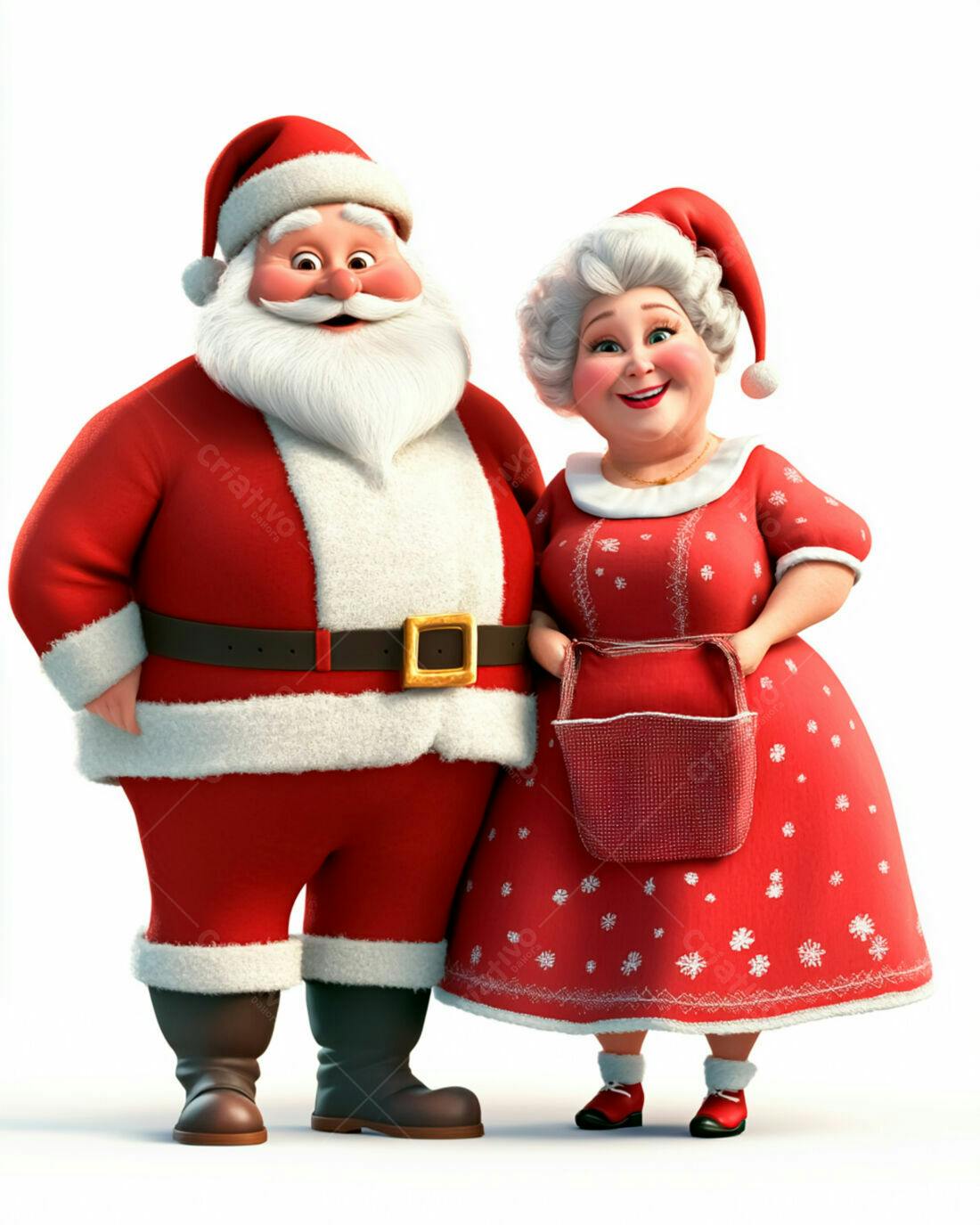 Papai Noel e Mamãe Noel Natal Ilustração 3D