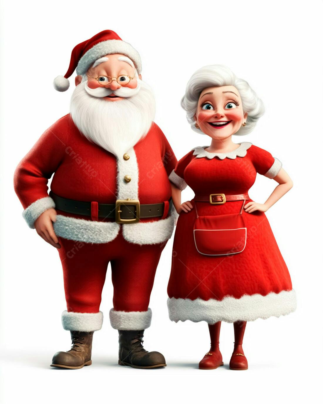 Papai Noel e Mamãe Noel Natal desenho animado