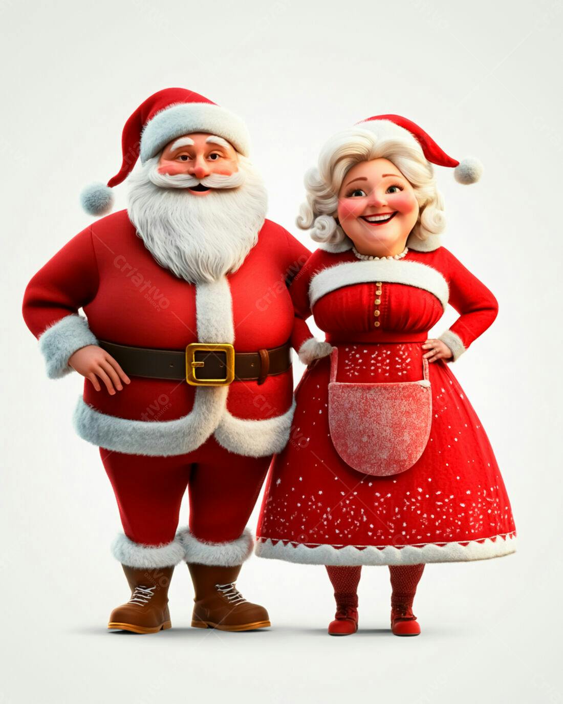 Papai Noel e Mamãe Noel Natalino Ilustração 3D