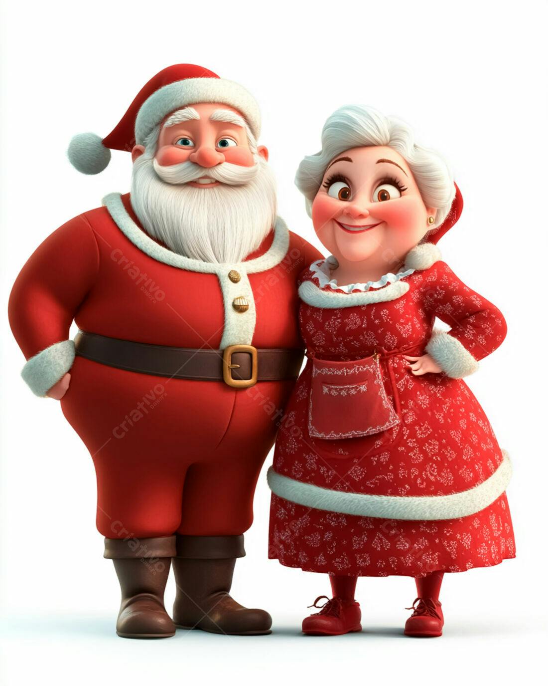 Papai Noel e Mamãe Noel Natalino Ilustração 3D