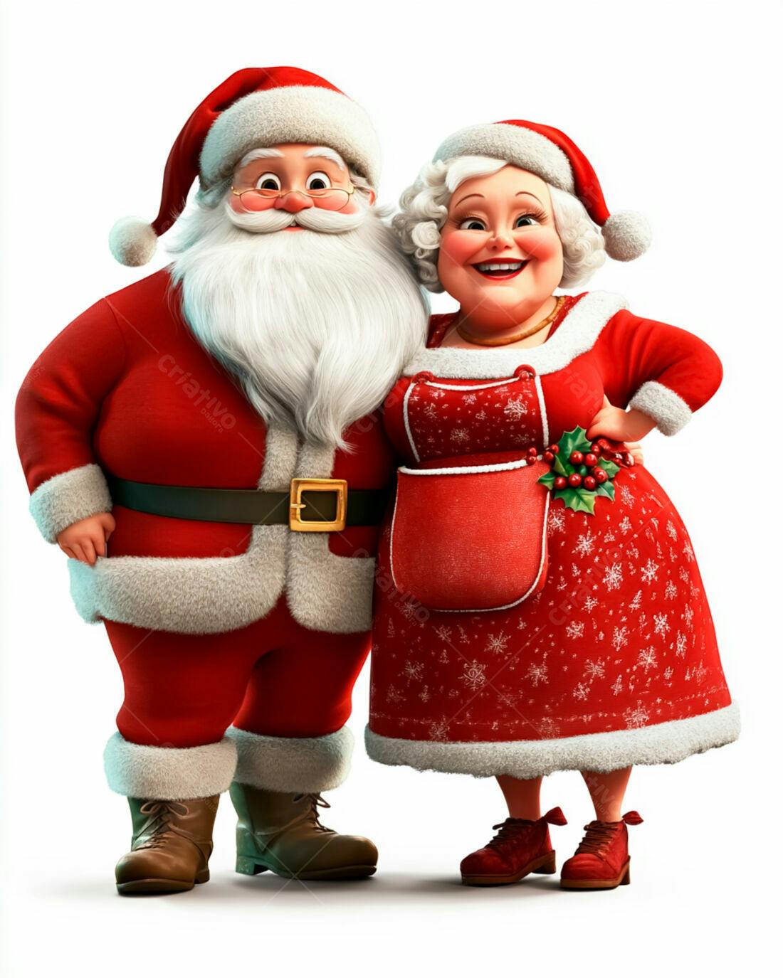 Papai e Mamãe Noel Natalino Ilustração