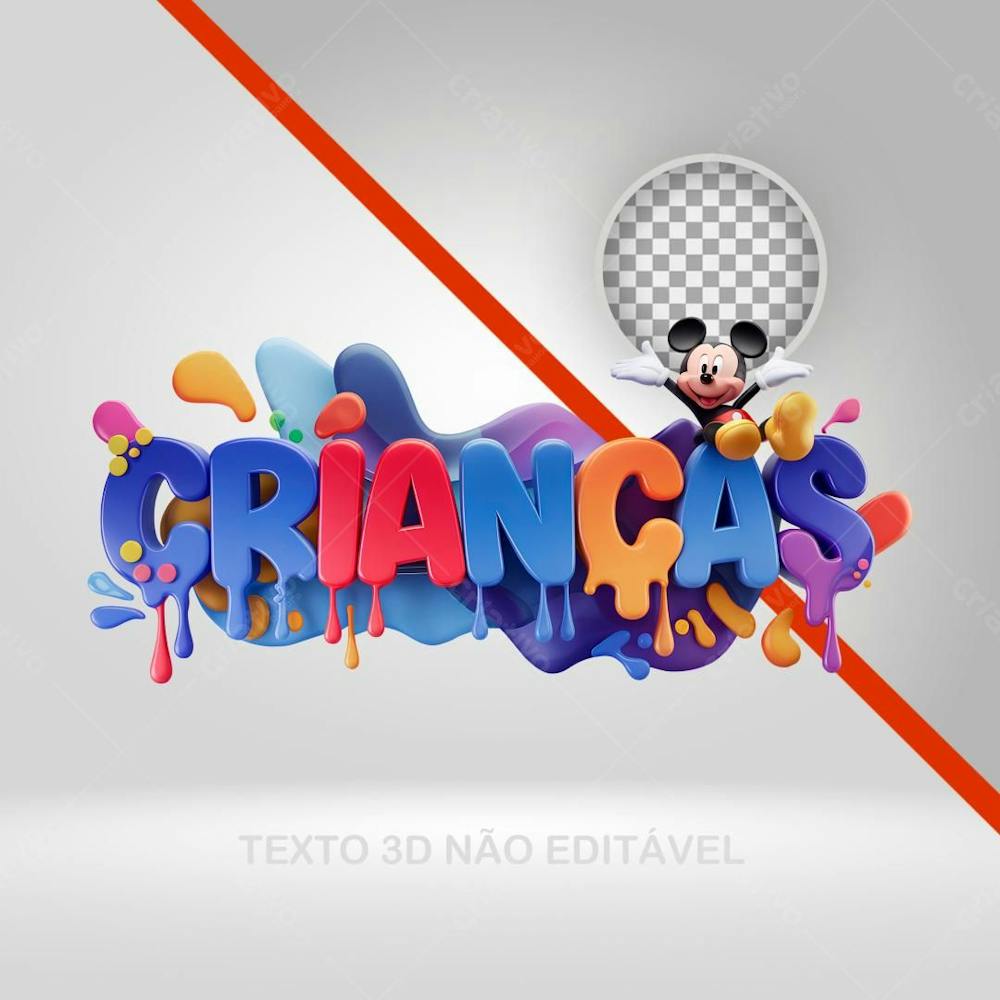 Selo 3D Dias Das Crianças, Texto 3D, Colorido, Elemento Png
