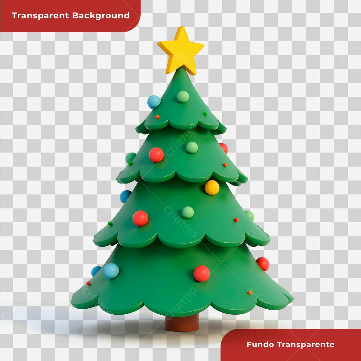 Árvore de Natal 3D Cartoon PSD Editável