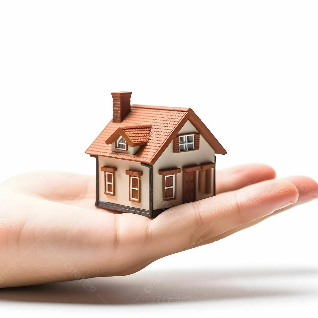 Casa miniatura em mão proteção