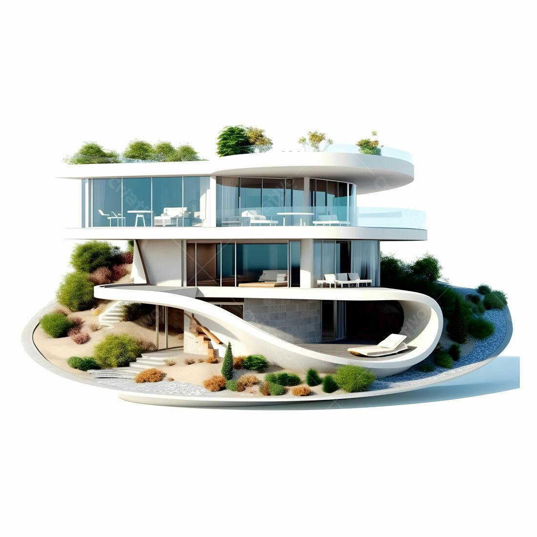 Casa moderna beira mar arquitetura curva
