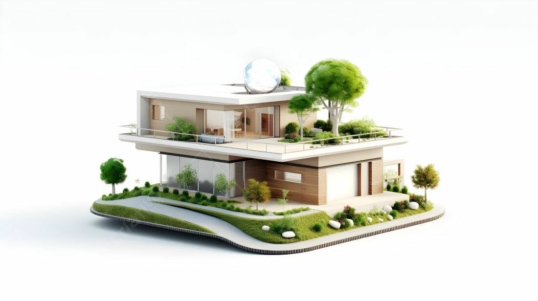 Casa moderna com jardim e terraço