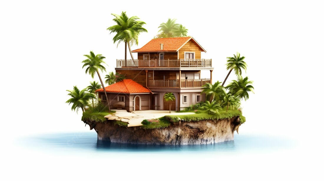 Casa de praia em ilha tropical