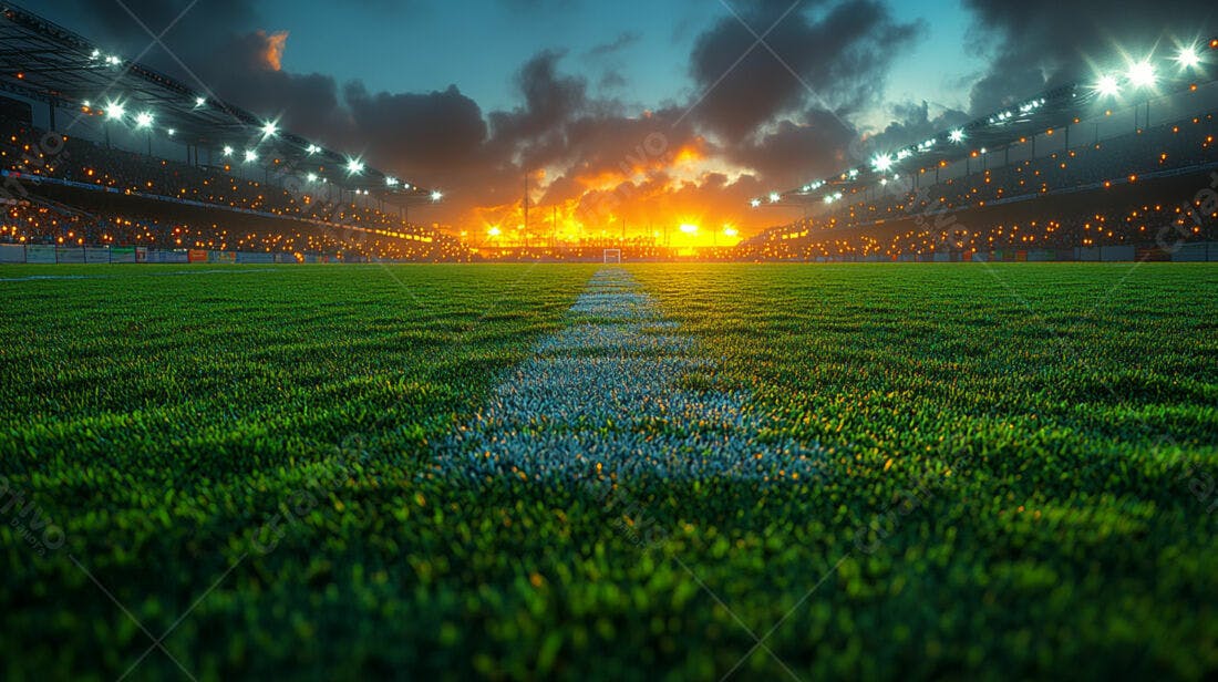 Campo de futebol ao entardecer