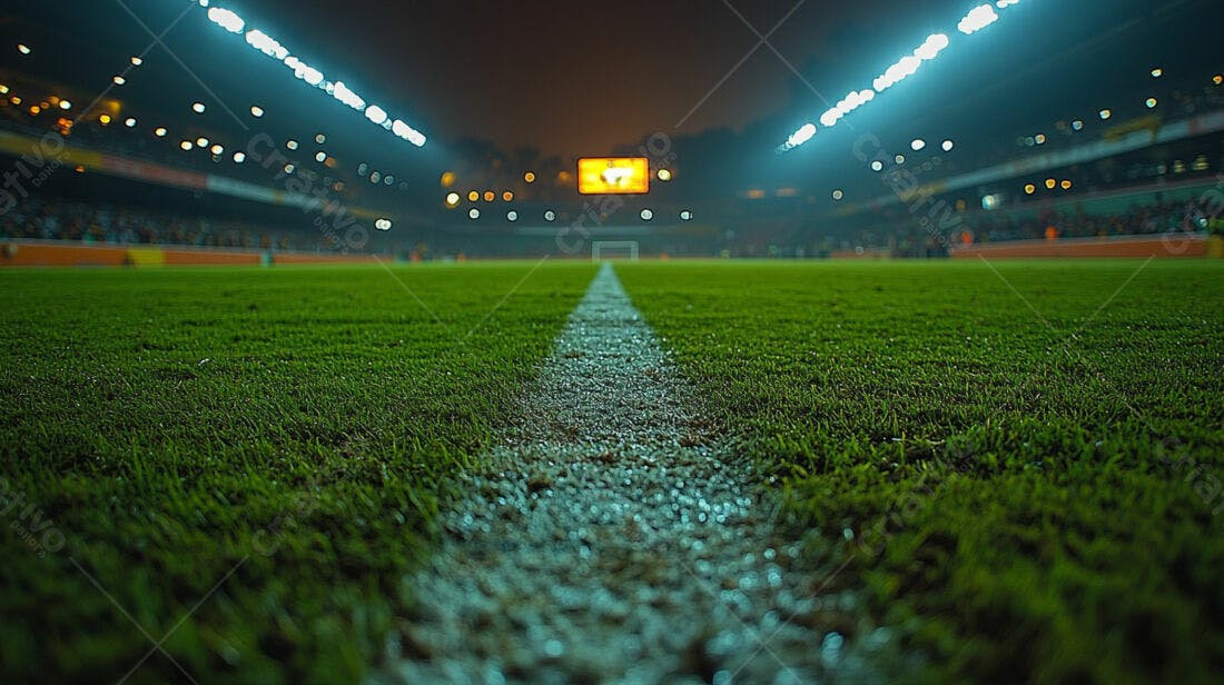 Campo de futebol noturno grama verde