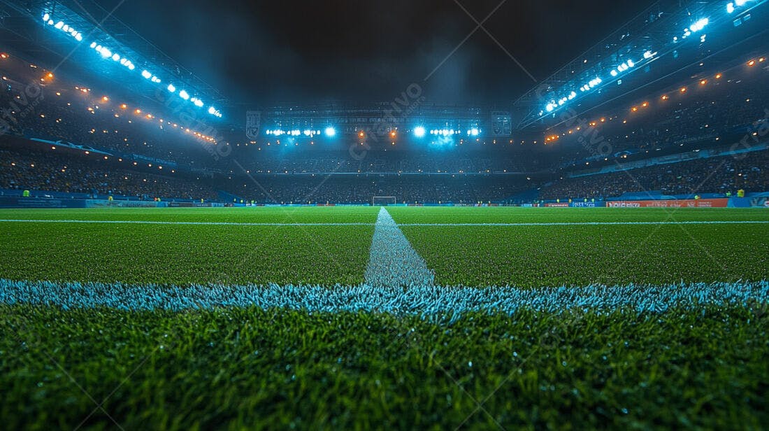Campo de futebol iluminado à noite