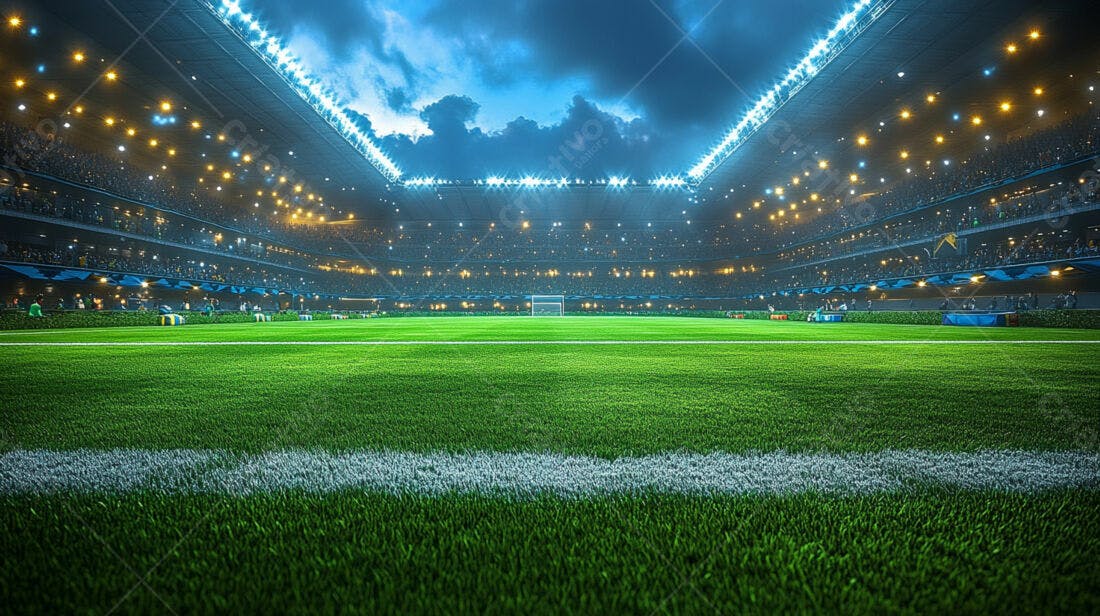 Estádio de futebol noturno lotado