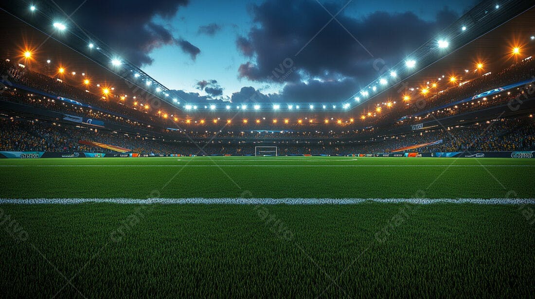 Estádio de futebol noturno lotado