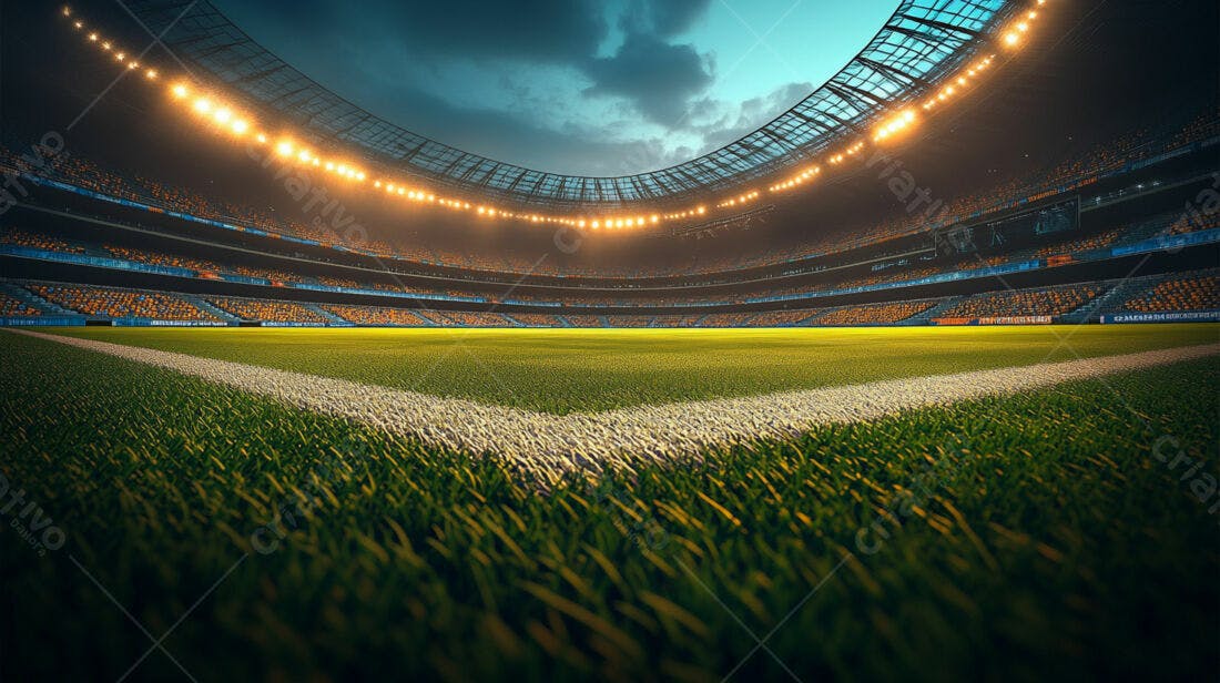 Estádio de futebol iluminado à noite