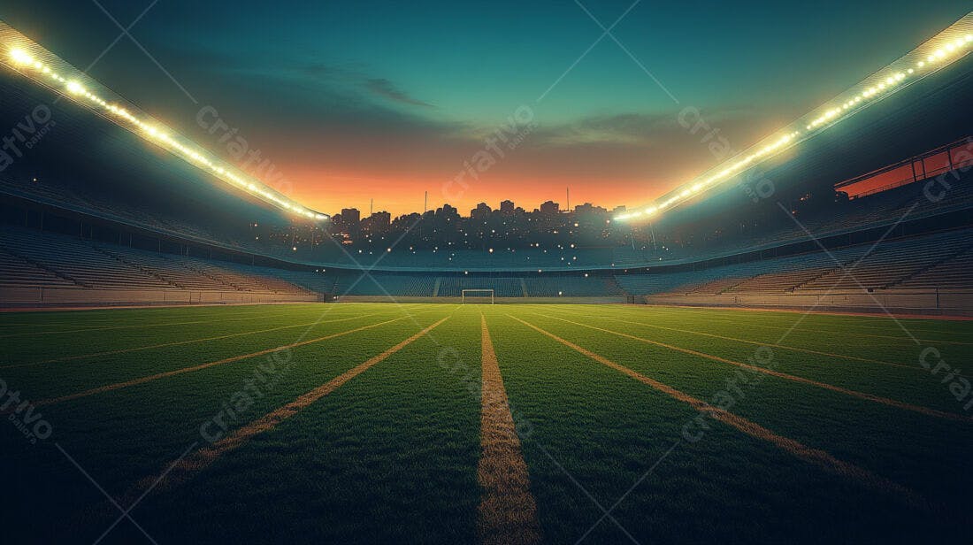 Estádio de futebol ao entardecer