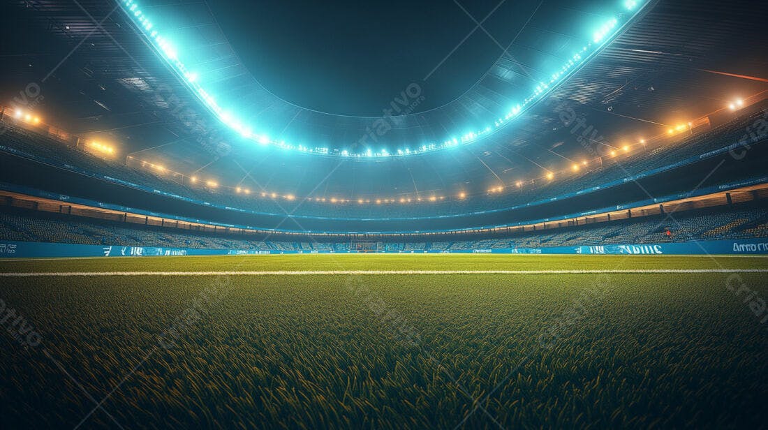 Estádio de futebol iluminado à noite