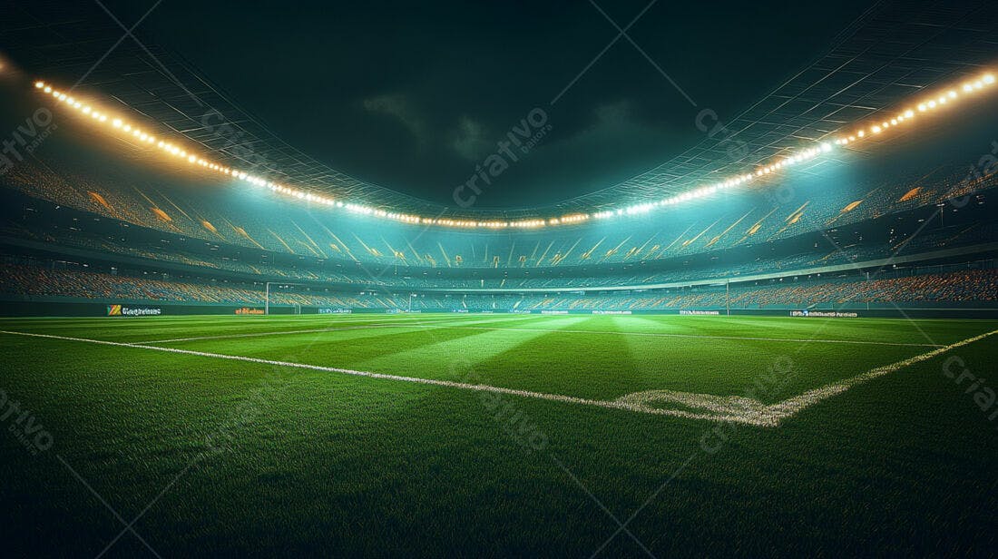 Estádio de futebol iluminado à noite