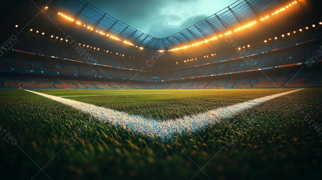 Campo de futebol iluminado estádio noturno