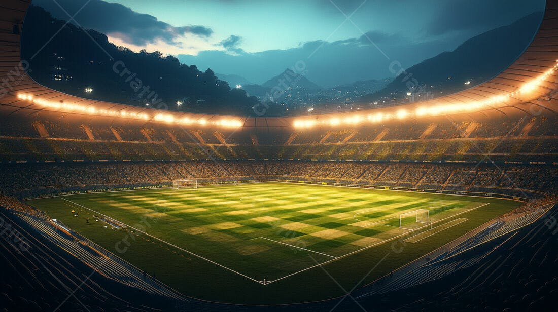 Estádio de futebol noturno lotado