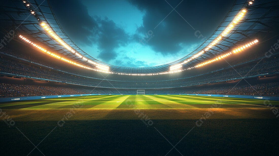 Estádio de futebol iluminado à noite