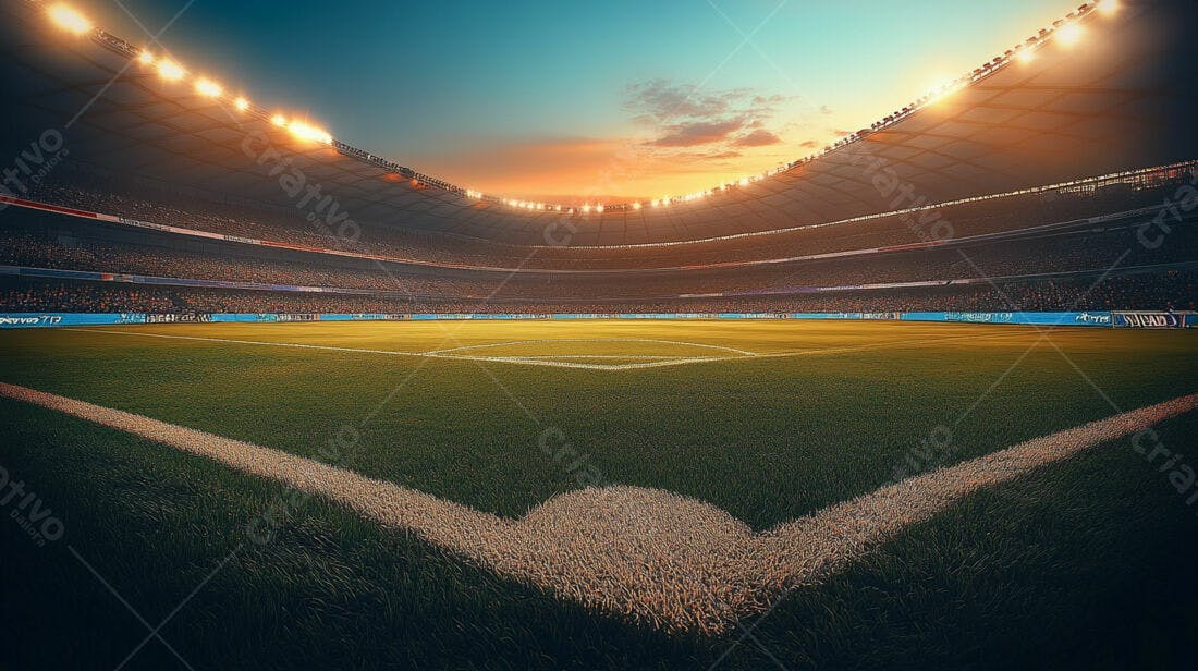 Estádio de futebol ao entardecer