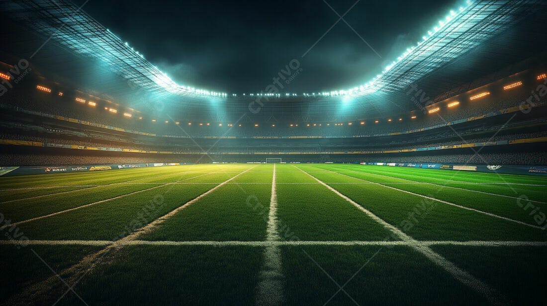 Estádio de futebol iluminado à noite