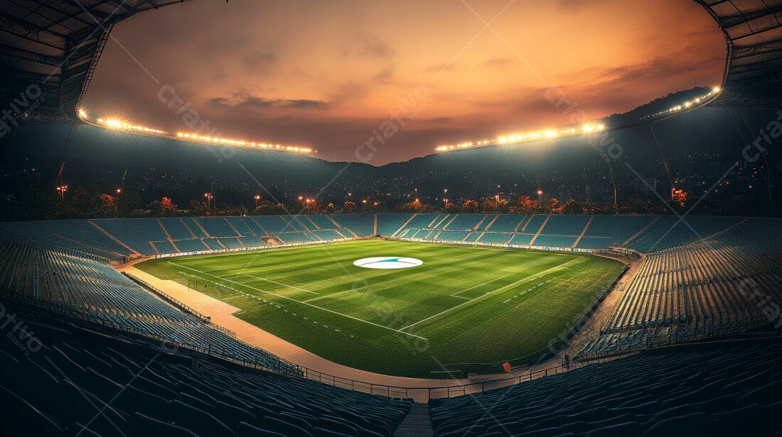Estádio vazio ao entardecer